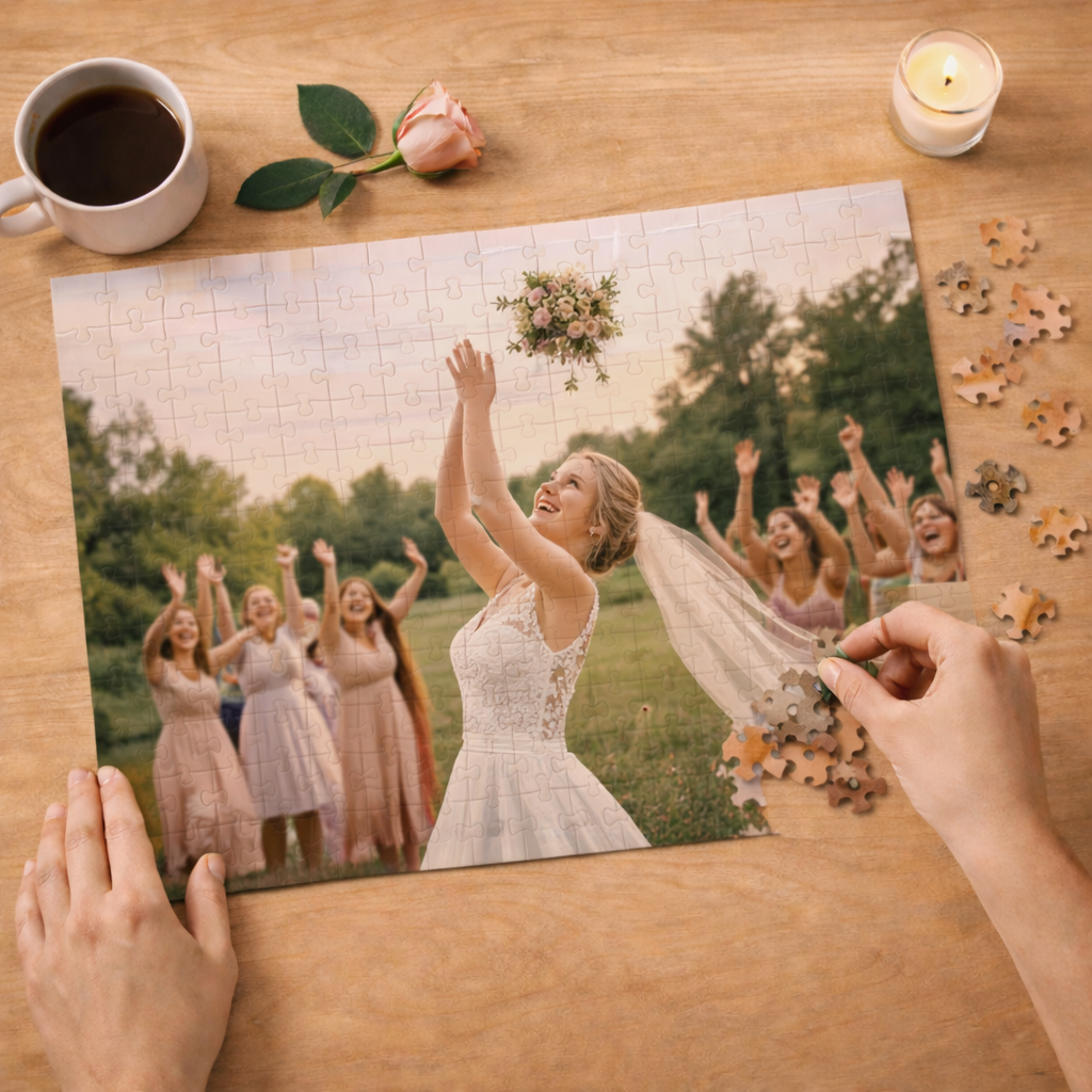 Custom wedding photo jigsaw puzzle