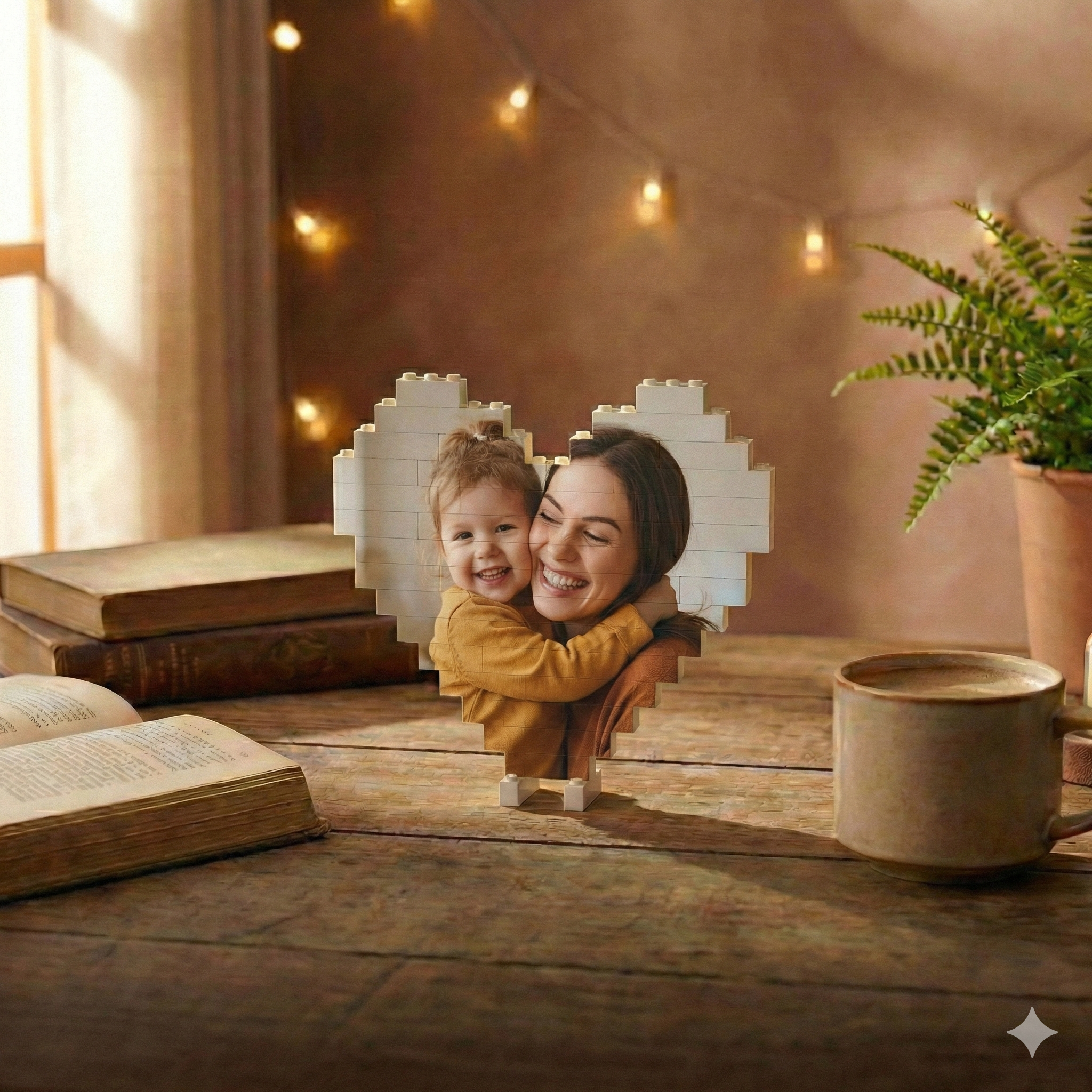 Personalized heart shaped photo brick puzzle