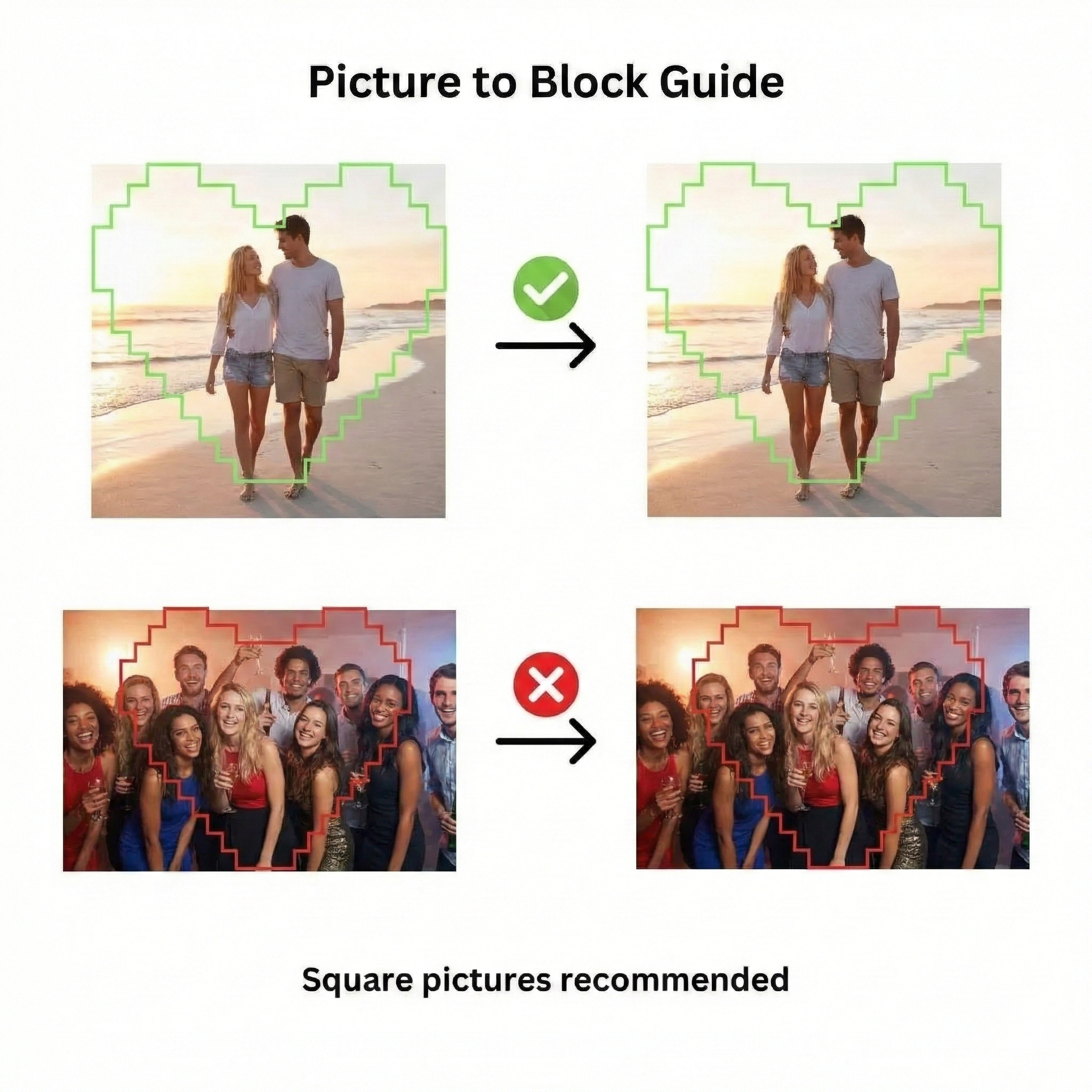 Personalized photo brick puzzle ordering guide
