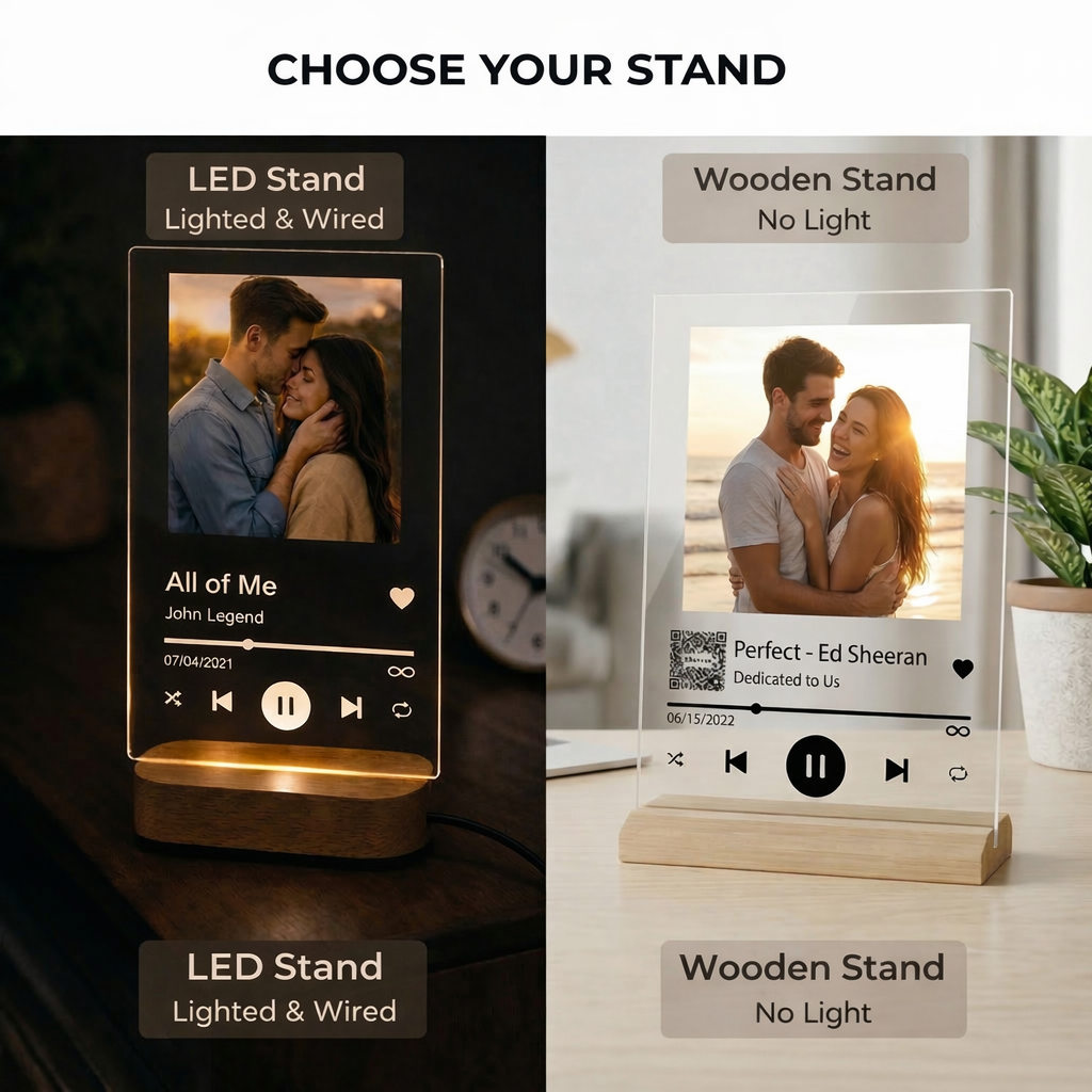 Acrylic song plaque stand options